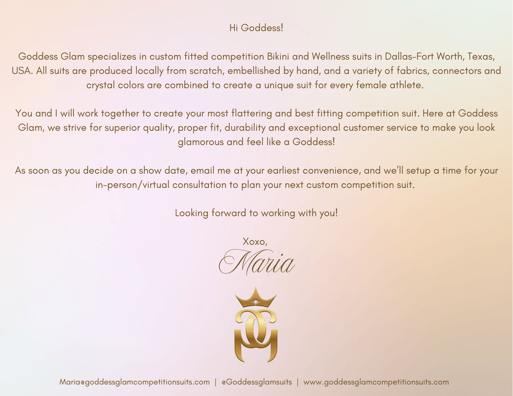 Goddess Gift - Goddess Glam Custom Competition Suits